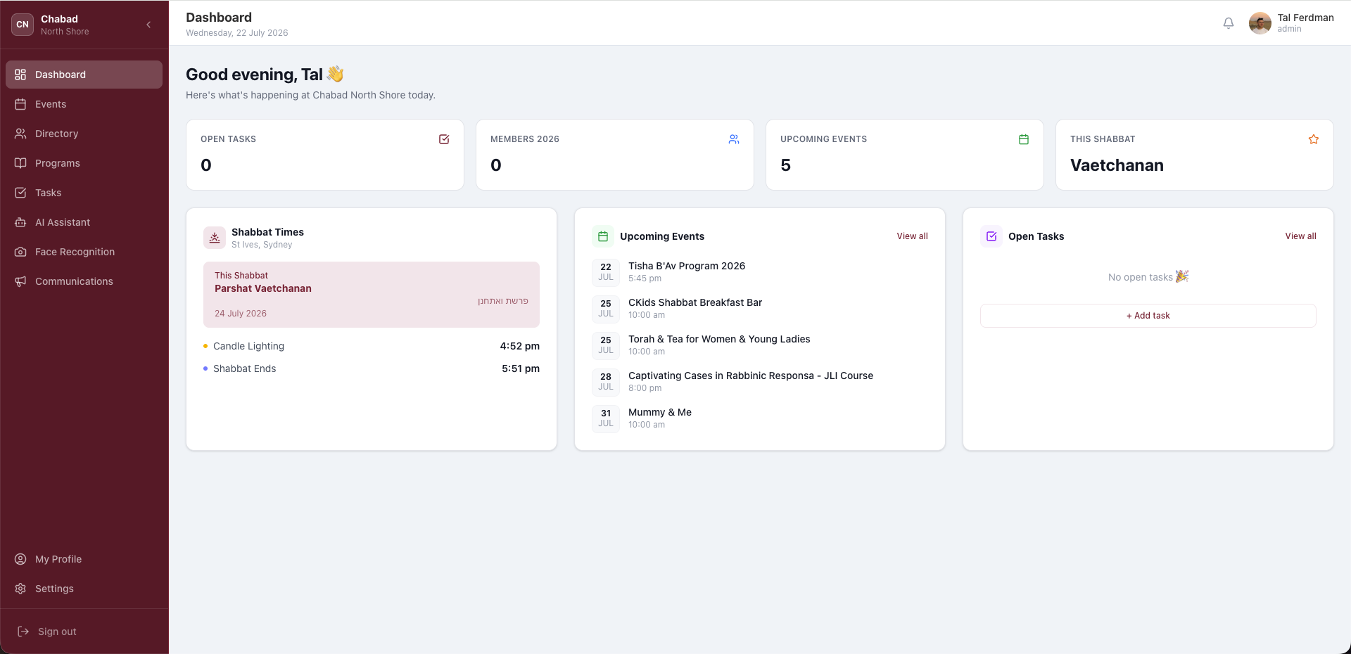 CommandHub dashboard overview