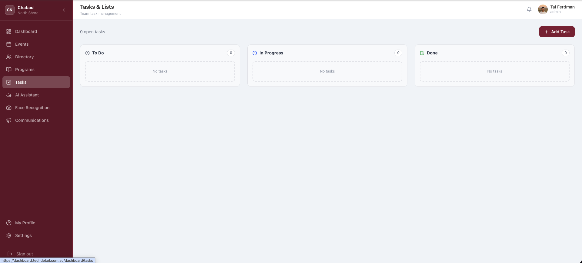 CommandHub team task board